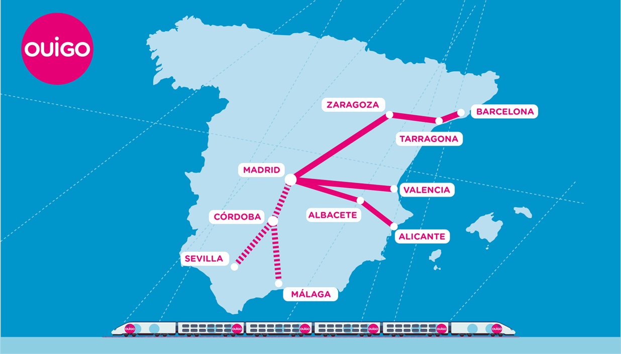 Ya se pueden comprar los billetes de tren de OUIGO para viajar entre Madrid, Alicante y Albacete